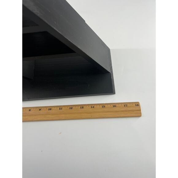 Black Shelved Triangle Star Multi Level Boho Moon Whimsy Goth Wood Home Decor - Picture 8 of 15